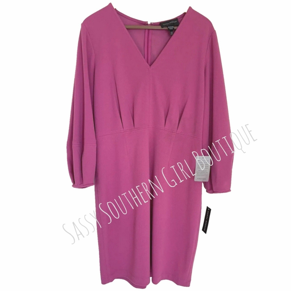 🆕⭐ DONNA MORGAN magenta midi dress - Picture 5 of 14